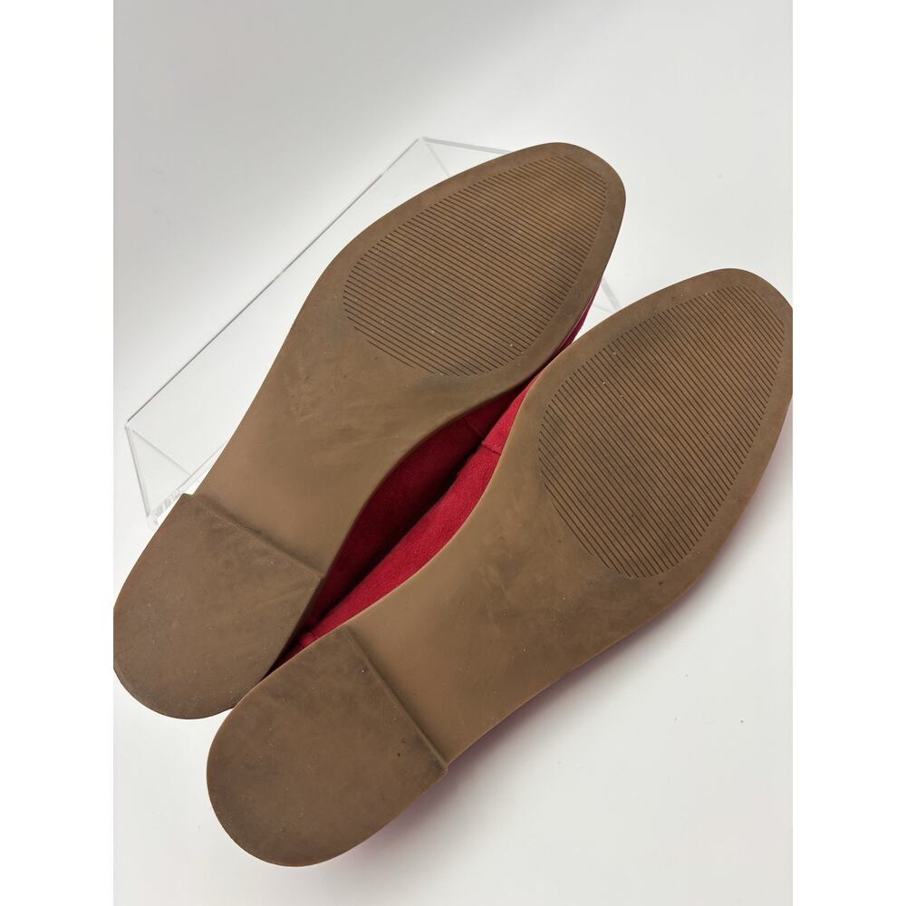 Steve Madden Suede Loafers Bright Red Size 9 Gold Horsebit Flats - Picture 7 of 16